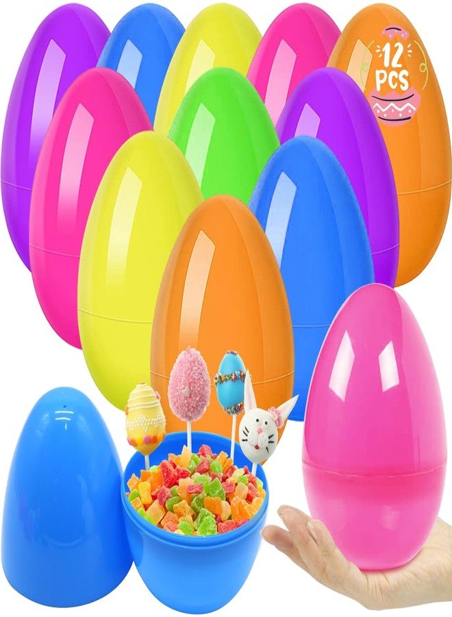 LUKBERA 12Pcs Jumbo Plastic Bright Easter Eggs, 6’’ Fillable Assorted Solid Colors Empty Surprise Eggs for Easter Eggs Hunt Easter Basket Stuffers Fillers Classroom Treats - Image 1
